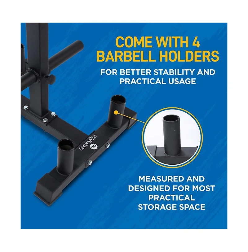 SereneLife Weight Plate Rack with Barbell Holders, 800-Pound Capacity