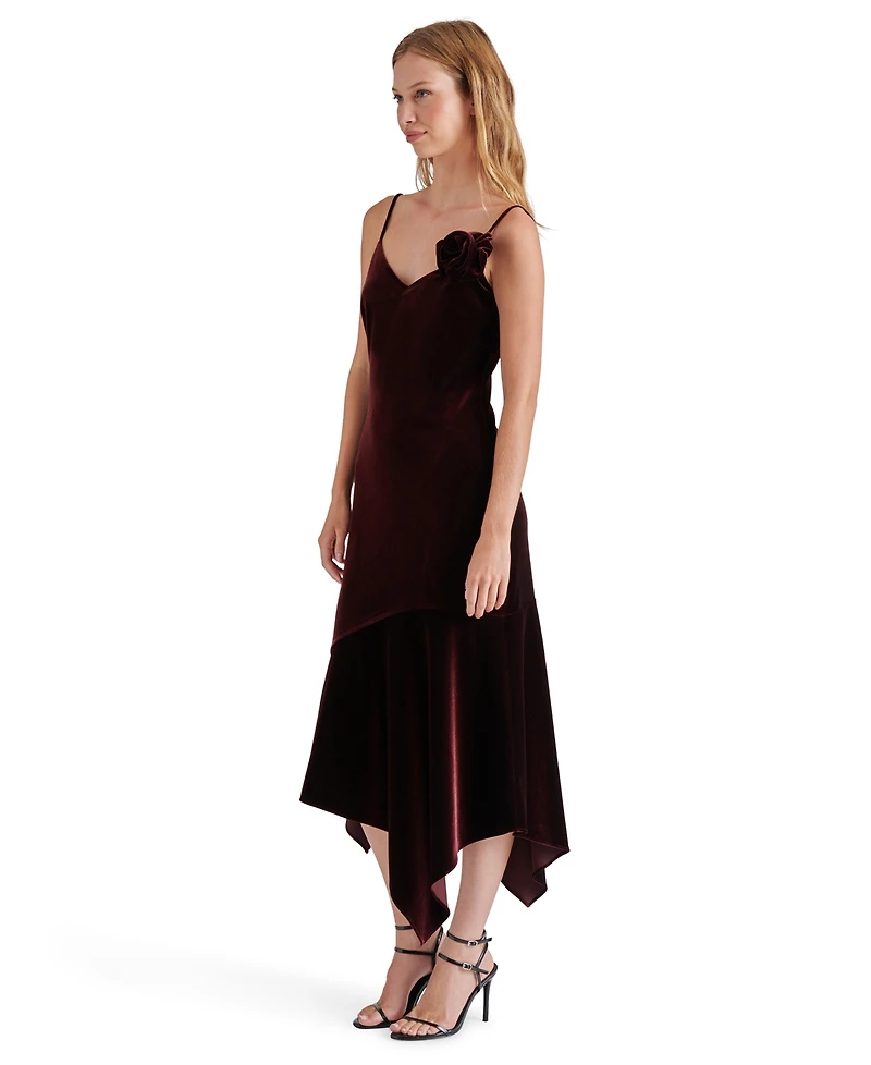 Steve Madden Women's Lucille Velvet Rosette Midi Dress