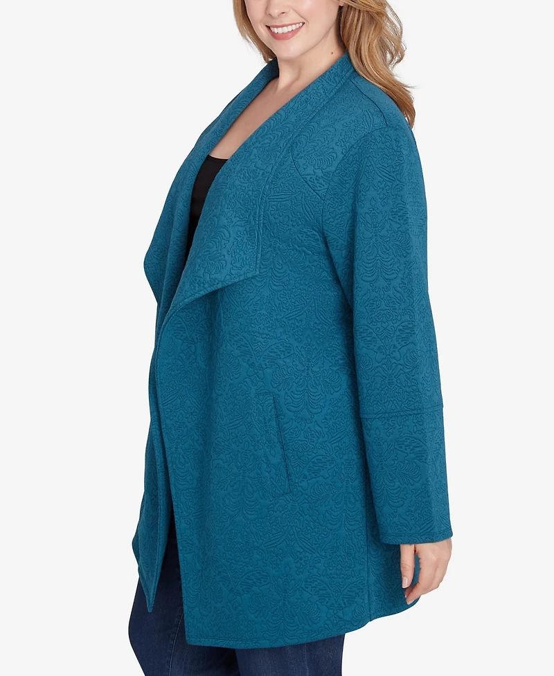 Ruby Rd. Plus Winter Scroll Quilted Knit Jacket
