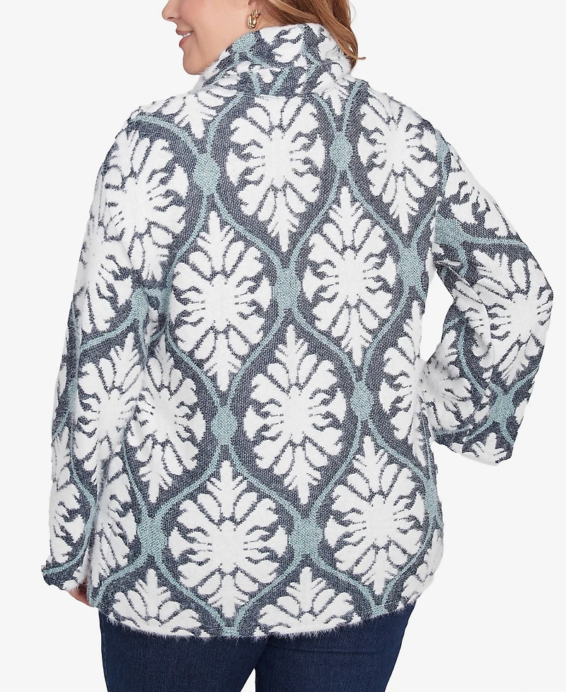 Ruby Rd. Plus Size Jewel Tile Jacquard Knit Sweater