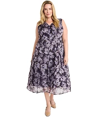 Maggy London Plus Size Sleeveless Jacquard Midi Dress
