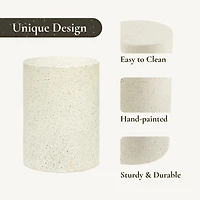 LuxenHome Outdoor Side Table, 18'' Cement Outdoor End Tables for Patio, Garden Accent Table, Modern Small Round Side Table