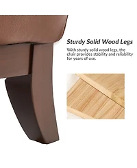 Hulala Home Eugene Traditional Genuine Leather Chair with Tufted Wing Back and Solid Wood