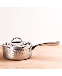 BergHOFF Vintage Tri-Ply 18/10 Stainless Steel 8" Saucepan 3qt. with Lid, Hammered