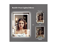 gaomon Led Bathroom Mirror 20X28“ Wall-Mounted Vanity Mirrors Stepless Dimmable Wall Mirrors with Anti-Fog, Backlit + Front Lit, Memory Functio
