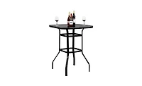 Slickblue Wrought Iron Glass High Bar Table – Elegant Patio Bar Table for Outdoor Entertaining, Combining Style and Durability