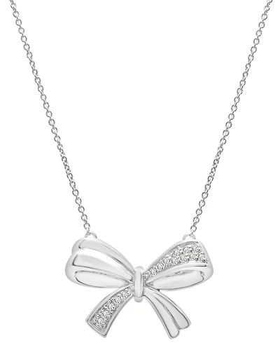 Diamond Bow 17" Pendant Necklace (1/10 ct. t.w.) in Sterling Silver