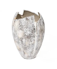 LuxenHome Modern Marble White 12.2-Inch Tall Stoneware Table Vase