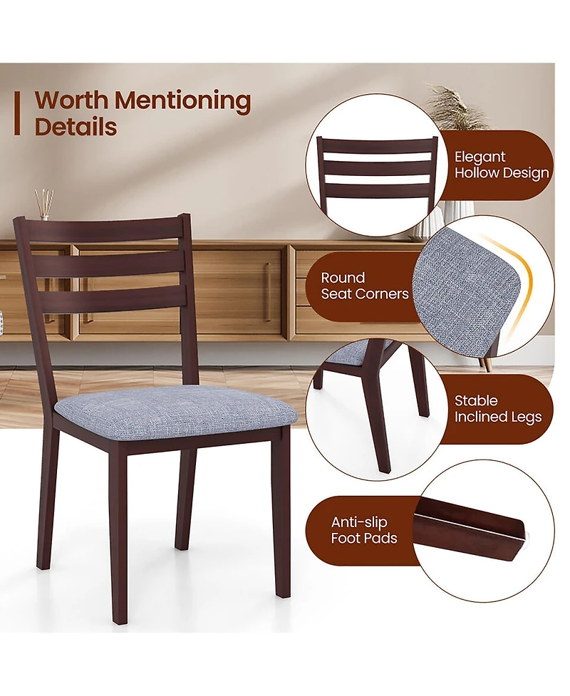 Gymax Upholstered Dining Chair Set of 2 Armless Cushioned Seat Hollow Curved Backrest