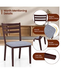 Gymax Upholstered Dining Chair Set of 2 Armless Cushioned Seat Hollow Curved Backrest