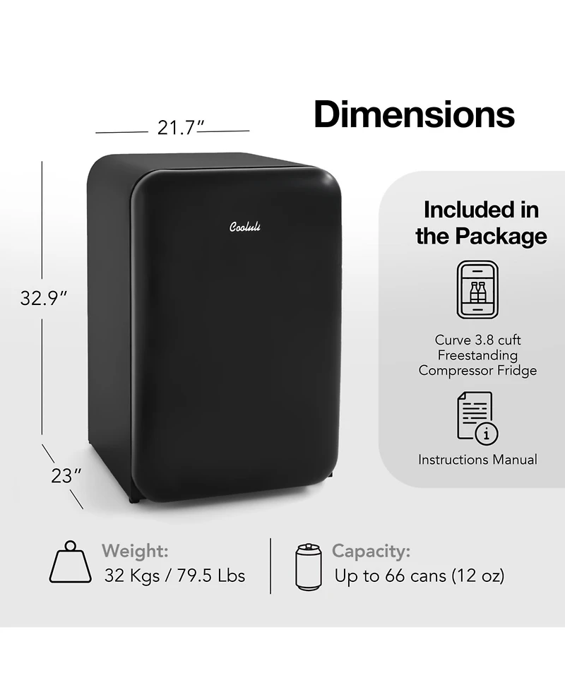 Cooluli Curve 3.8 cuft Freestanding Compressor Fridge