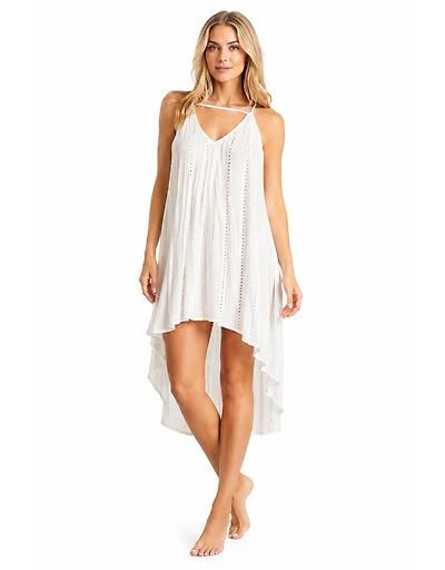 La Moda Clothing Women's Eyelet High Low Cover Up