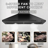 30-in 450-cfm Convertible Black Wall Mount Range Hoods