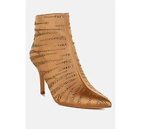 Toget Satin Rhinestone Ankle Party Boots Women