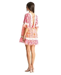 La Moda Clothing Women's Lace Trim Mini Shift Dress
