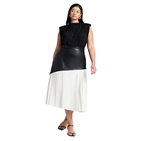 Eloquii Plus Mixed Media Pleated Skirt