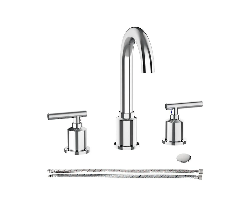 gaomon Bathroom Faucet, Bathroom Sink Faucet, 8 Inch Bathroom Faucet for Sink 3 Hole with Stainless Steel Pop-up Drain for Your Bathroom