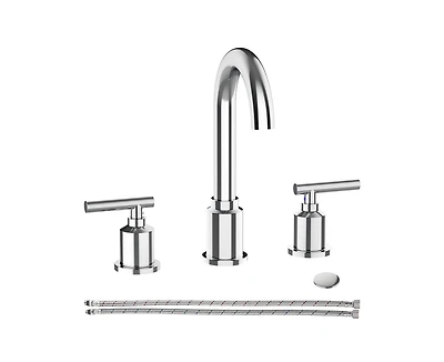 gaomon Bathroom Faucet, Bathroom Sink Faucet, 8 Inch Bathroom Faucet for Sink 3 Hole with Stainless Steel Pop-up Drain for Your Bathroom