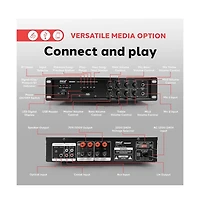 Pyle Wireless Bluetooth Home/Pa Mixing Amplifier With Usb Playback, Micro Sd Card Reader, Optical/Coaxial Inputs, 500 Watt
