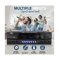 Pyle Home Theater Wireless Bluetooth Streaming Receiver Amplifier With Fm/Usb, 200 Watt
