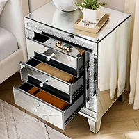 Streamdale Furniture Silver Mirror 3-Drawer Storage Cabinet