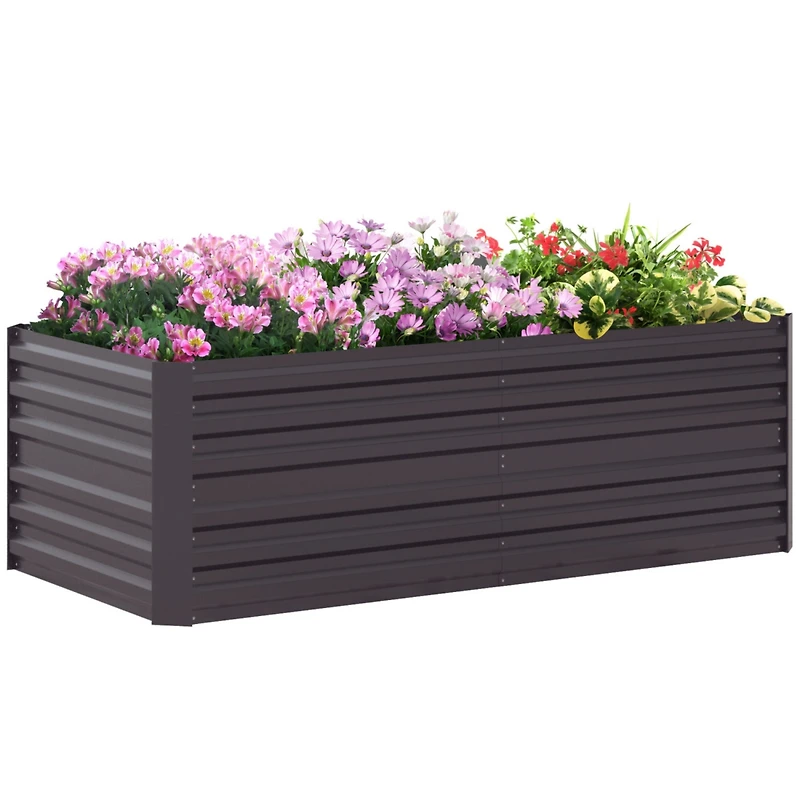 Galvanized Raised Garden Bed Kit, Large and Tall Metal Planter Box for Vegetables, Flowers and Herbs, Reinforced, 6' x 3' x 2', Dark Gray