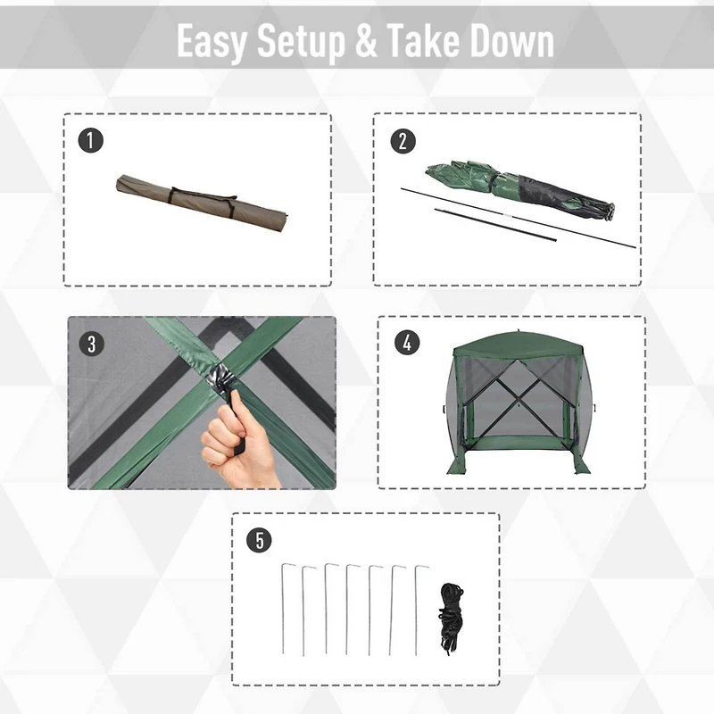 Pop Up Camping Canopy Gazebo Screen Shelter Tent with Single Person Easy Set-Up, Ventilating Mesh, Portable Carry Bag for Outdoor Camping Party Event,