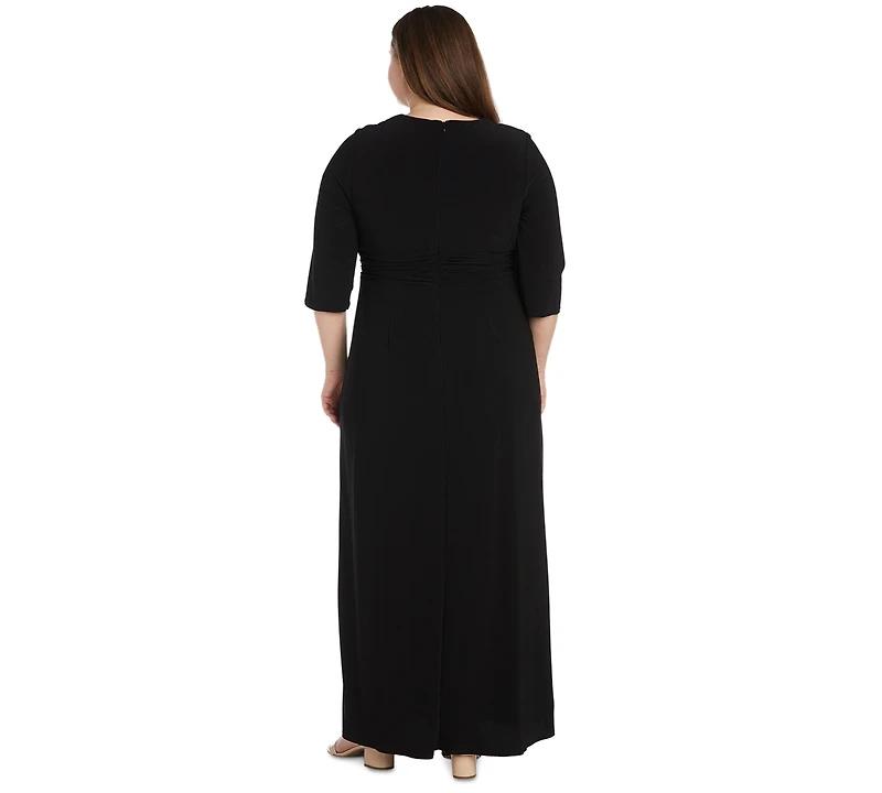 R & M Richards Plus Size Fukuro Faux-Wrap Jacket Dress