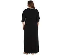 R & M Richards Plus Size Fukuro Faux-Wrap Jacket Dress