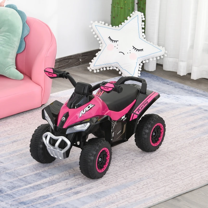 No Power Kids Ride On Push Car, Ride Racer, Foot-to-floor Sliding Car, Walking Atv Toy with Music, Lights, for 1.5-3 Years Old, Pink