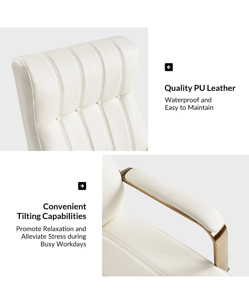 Hulala Home Uwe Modern Leather Ergonomic Executive Office Chair with Sgs International Certified Stainless Steel Gas Spring