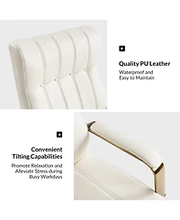 Hulala Home Uwe Modern Leather Ergonomic Executive Office Chair with Sgs International Certified Stainless Steel Gas Spring