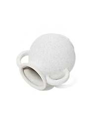 LuxenHome White Ceramic Jug Round Vase with Two Handles