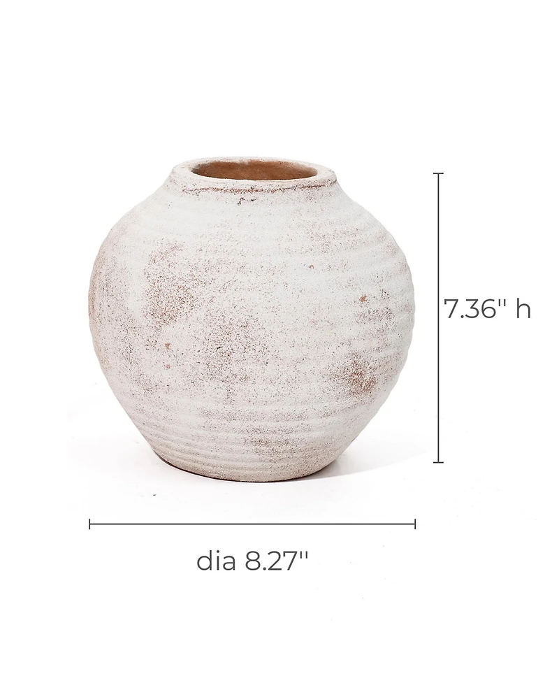 LuxenHome Marble Brown and White 7.5-Inch Tall Terracotta Vase
