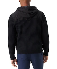 Bass Outdoor Men's Mixed Media Zip-Front Hooded Sweater Jacket