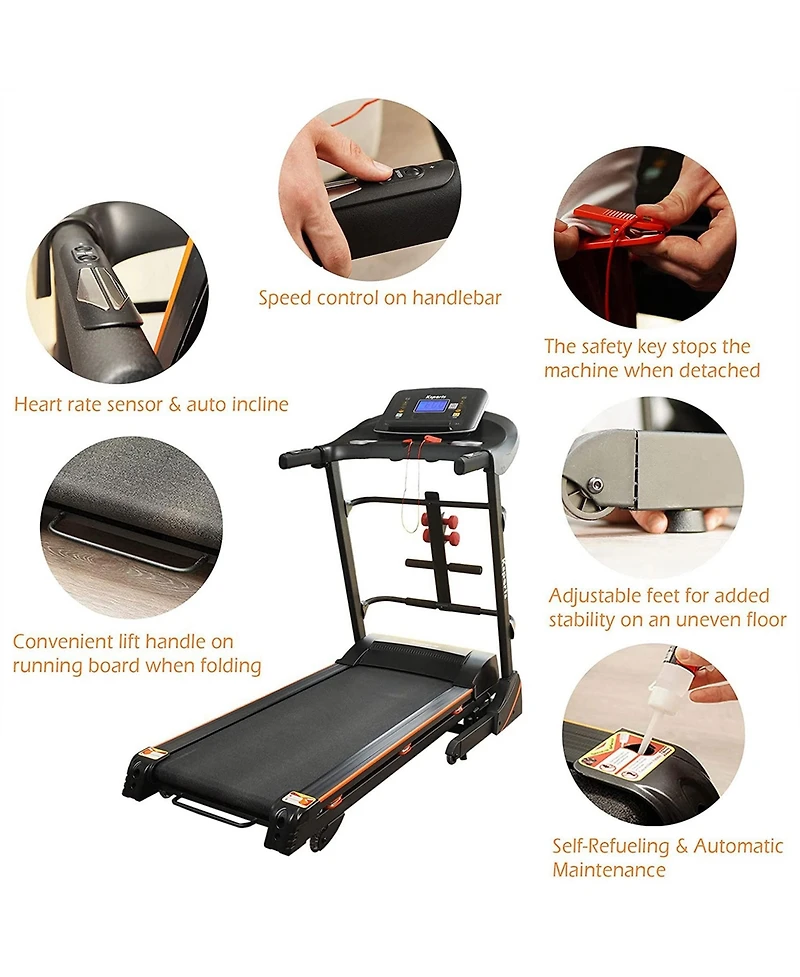 Ksports 16.5 In Wide Foldable Home Treadmill w/ Bluetooth & Fitness Tracking App