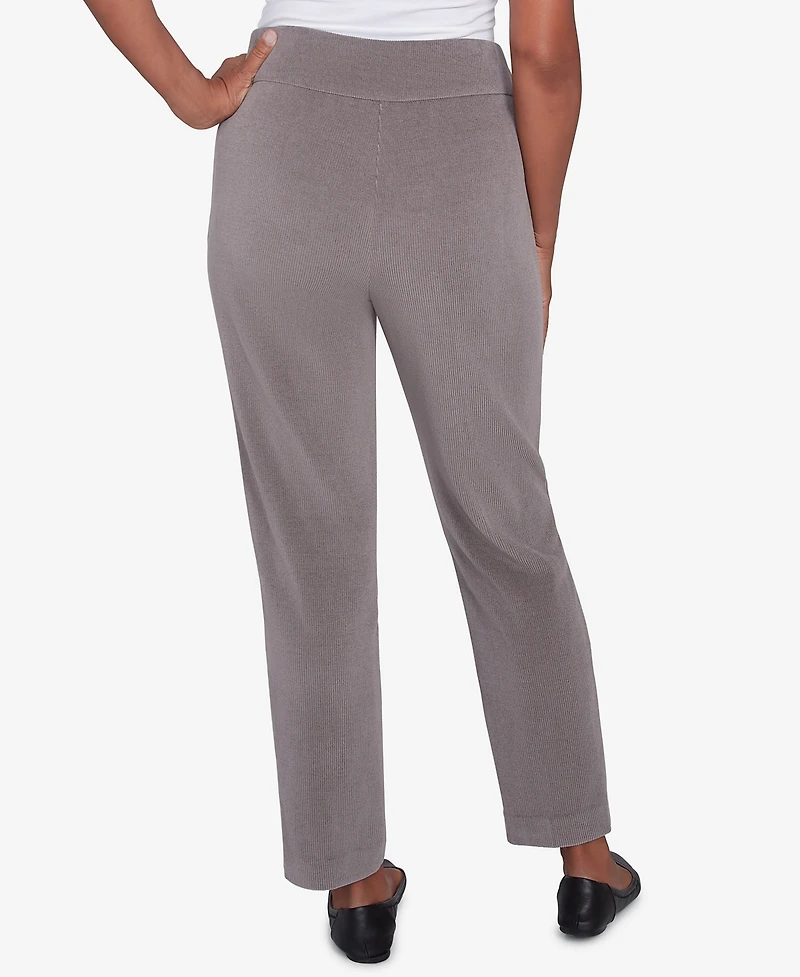 Alfred Dunner Petite Copenhagen Knit Corduroy Faux Fly Pull On Average Length Pants