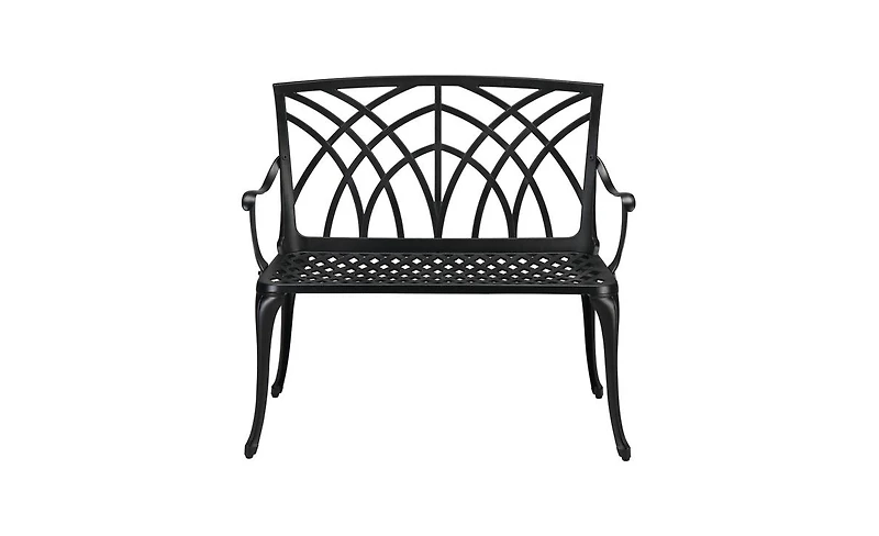 Slickblue 38-Inch Outdoor Aluminum Bench with Orchid Back in Black – Elegant and Durable Seating Solution for Patios and Gardens