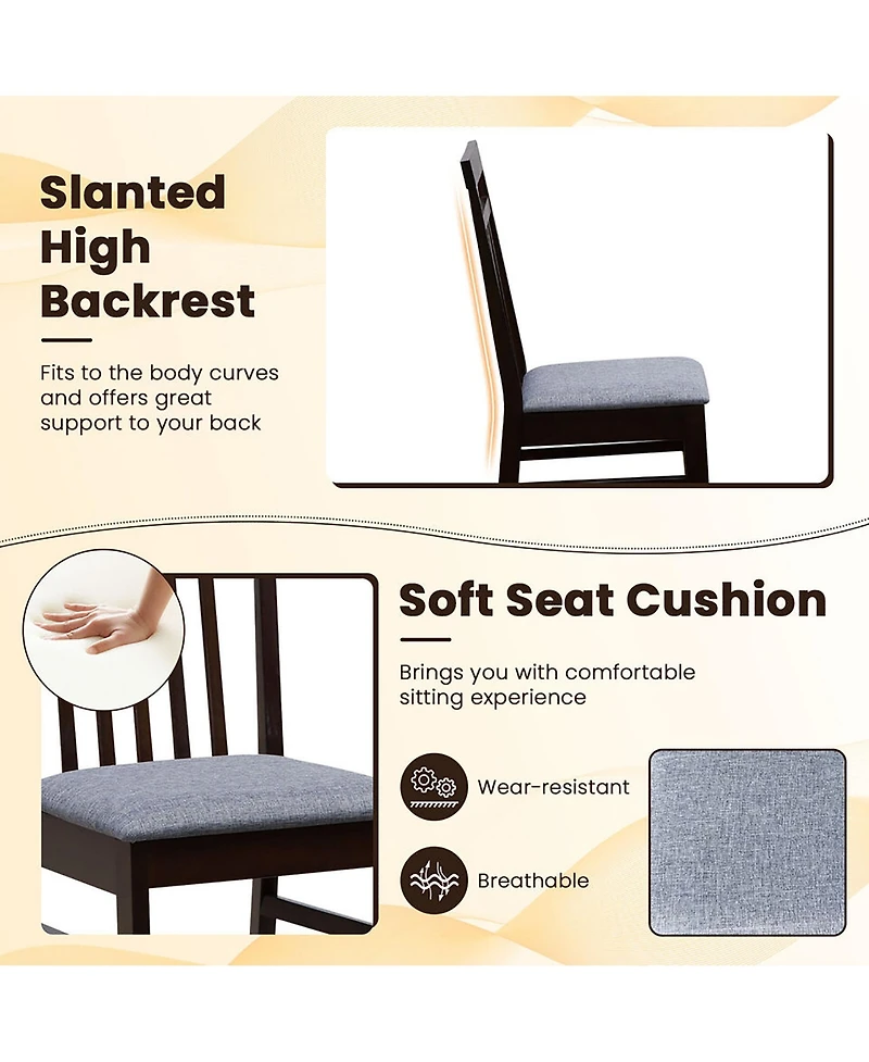 Gymax Upholstered Dining Chair Set of Kitchen Armless Padded w/ Slanted Backrest
