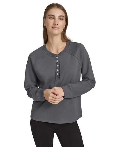 Andrew Marc Sport Women's Embellished Fleece Crewneck Sweatshirt