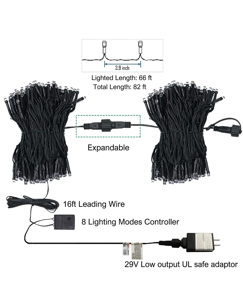 200 Count Led Plug String Lights Waterproof Fairy