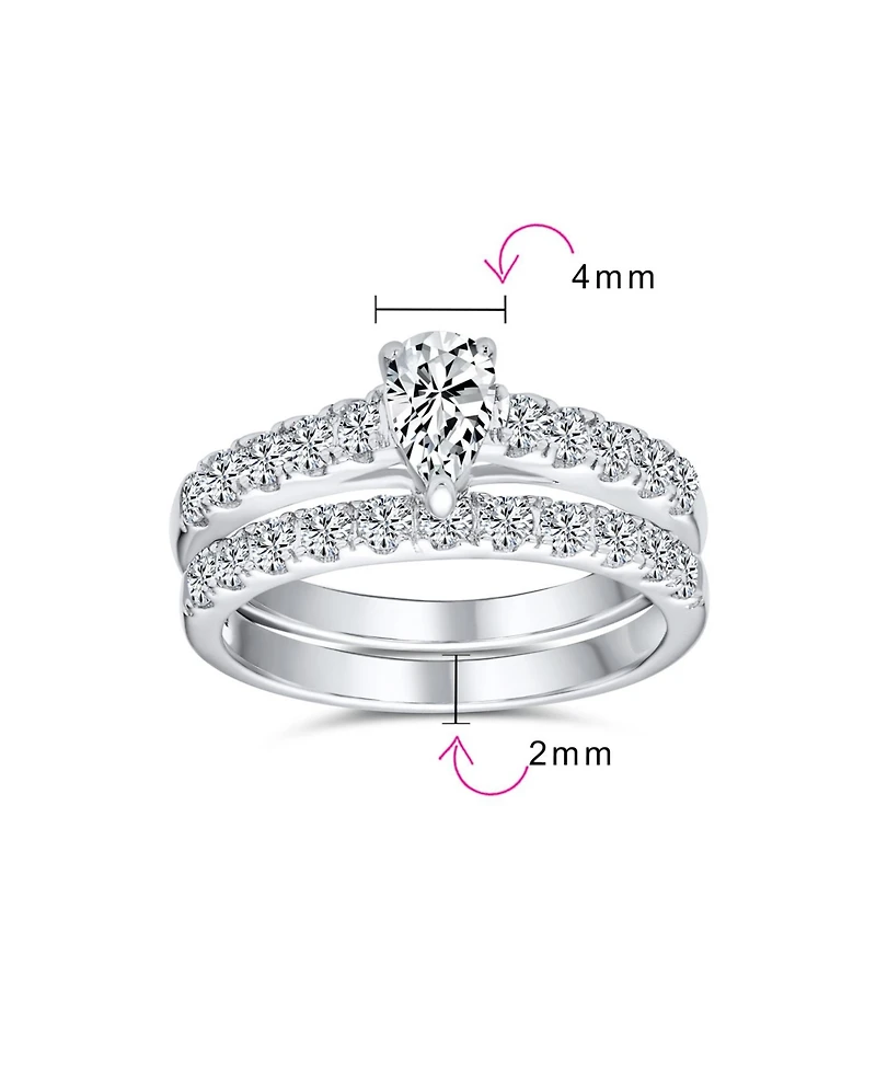 Bling Jewelry 1CT Pear Cubic Zirconia Cocktail Statement Ring with Pave Band Sterling Silver