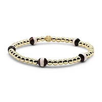 Non-Tarnishing 4mm Gold Filled Ball and 6mm Agate Bead Stretch Bracelet