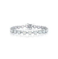 Caribbean Treasures Sterling Silver Synthetic Opal Hearts & Cz Linked Bracelet