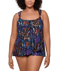 Miraclesuit Plus Size Razzle Dazzle Asymmetrical-Drape Tankini Top