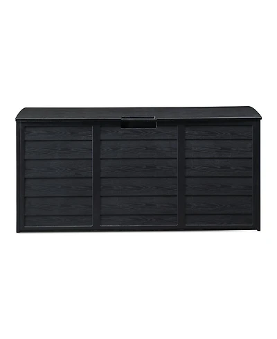 Slickblue Black Outdoor Garden Plastic Storage Deck Box - Lockable Chest for Tools, Cushions, and Toys