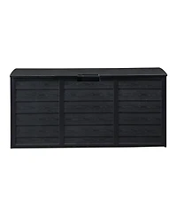 Slickblue Black Outdoor Garden Plastic Storage Deck Box - Lockable Chest for Tools, Cushions, and Toys