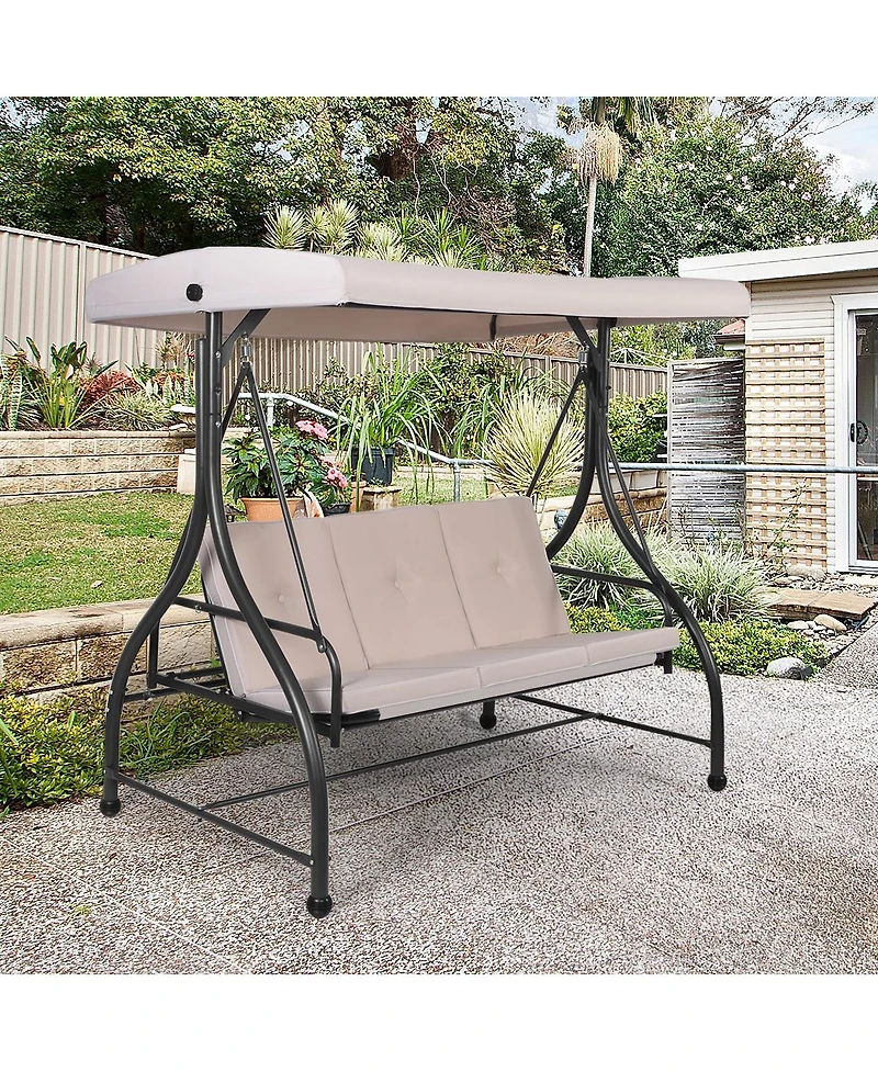 Skonyon 3 Seats Outdoor Swing Hammock with Adjustable Tilt Canopy