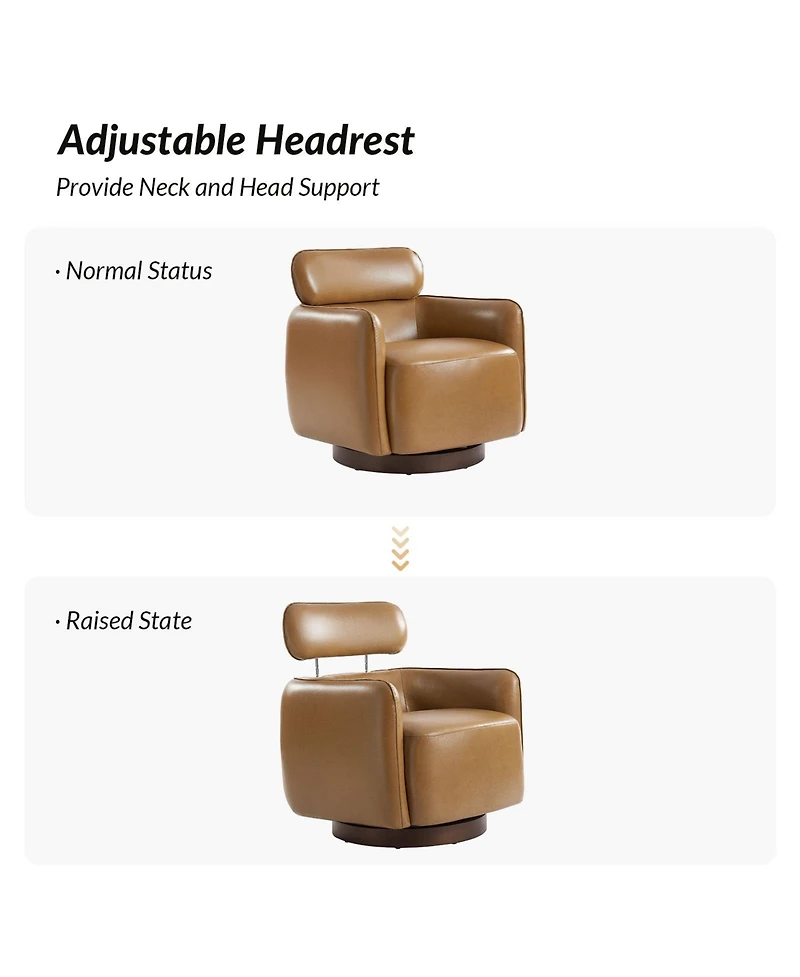 Hulala Home Rick Modern Swivel Chair with Adjustable Headrest