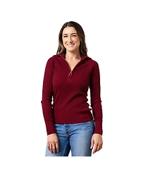 Hope & Henry Women's Organic Long Sleeve Fine Gauge Rib Knit Half Zip Sweater